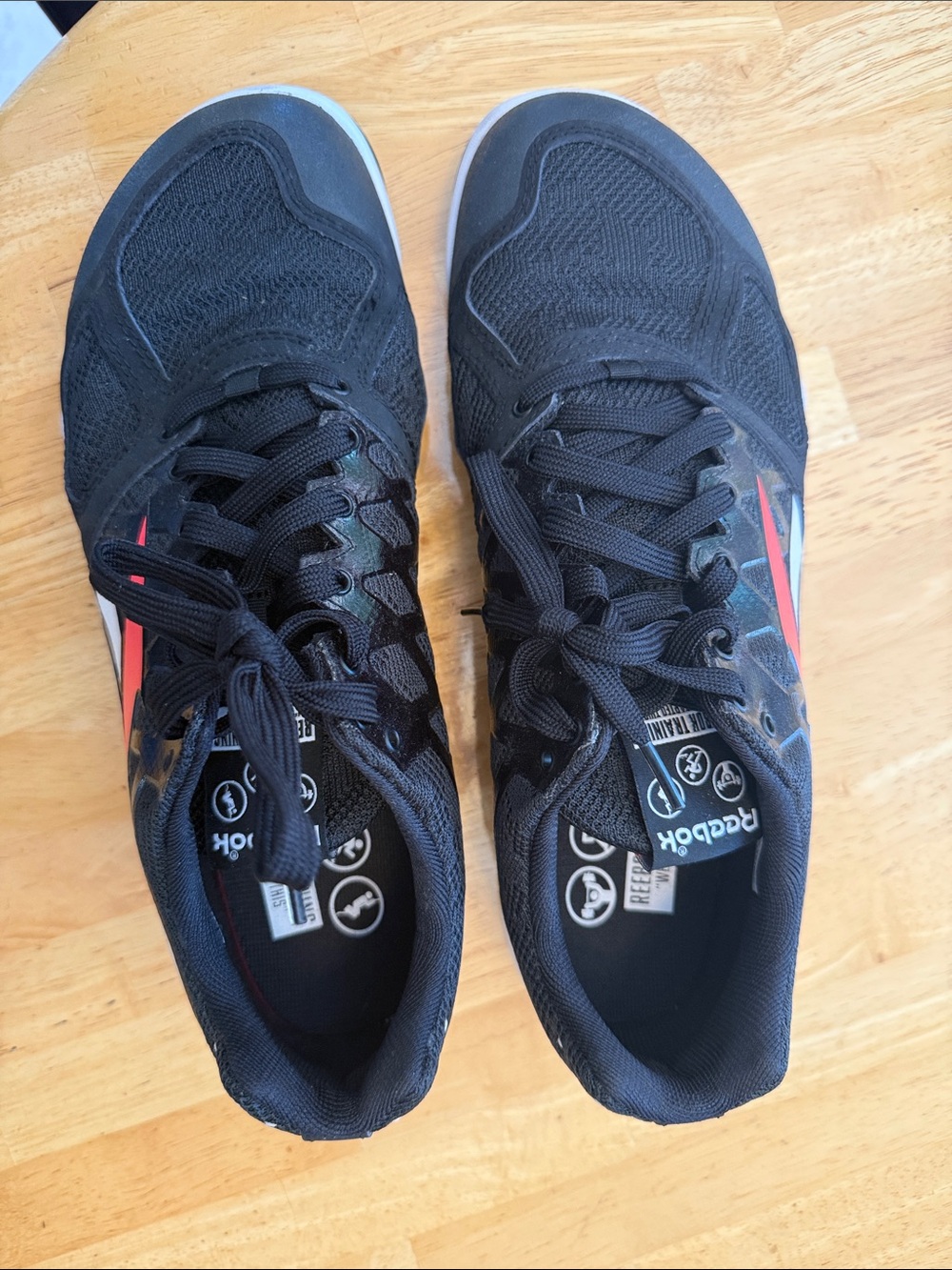 Reebok Black Sneakers with Red & White Logo Accents - Picture 2 of 4